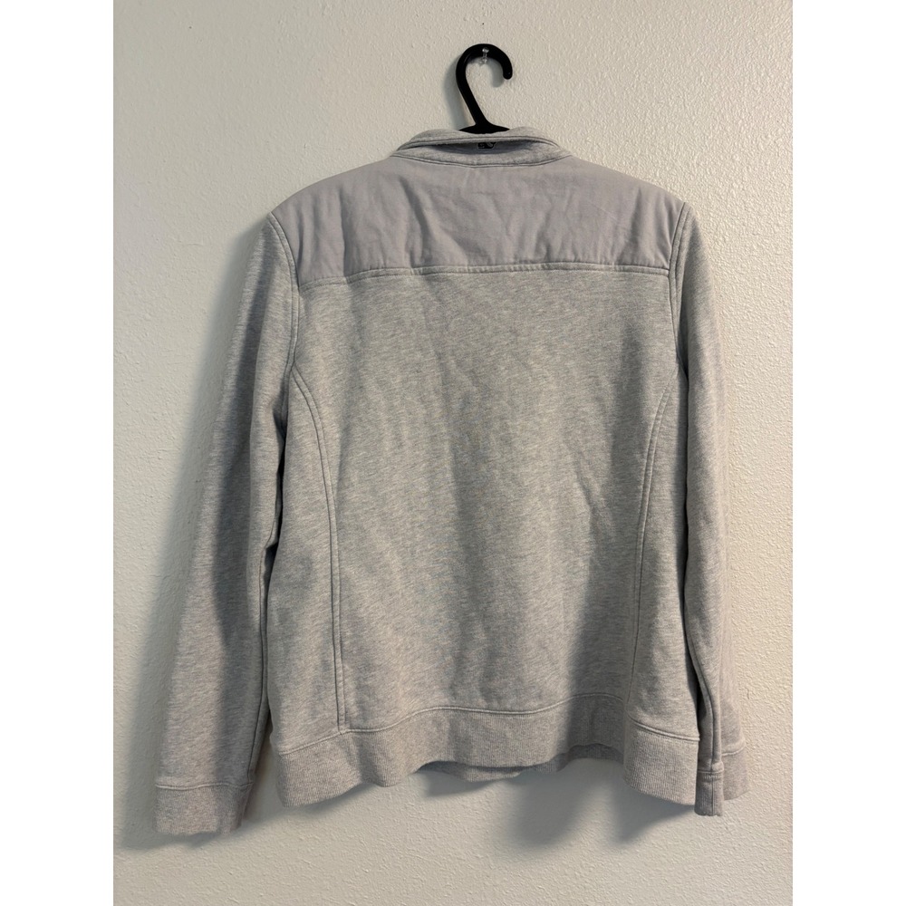 Vineyard Vines Womens XL Gray Quarter Zip Pullover Canvas Shoulder Patch Sweater - Picture 6 of 8